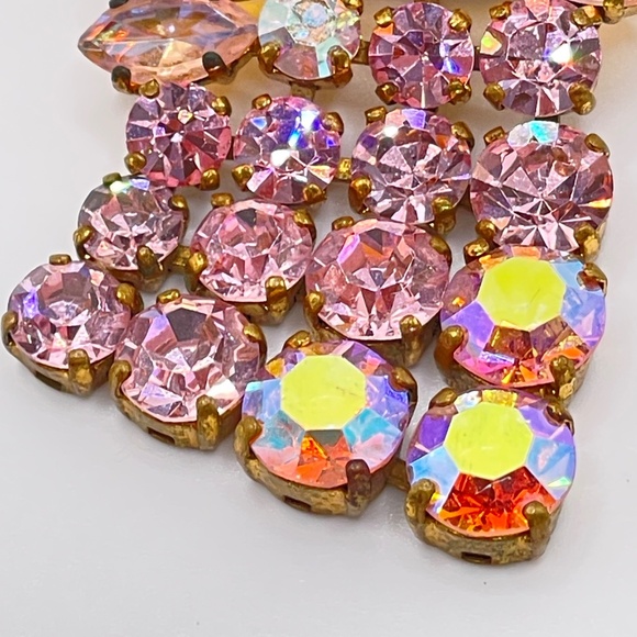 Western Germany Signed Vintage AB Pink Rhinestone Articulating Pin Brooch - Picture 4 of 10